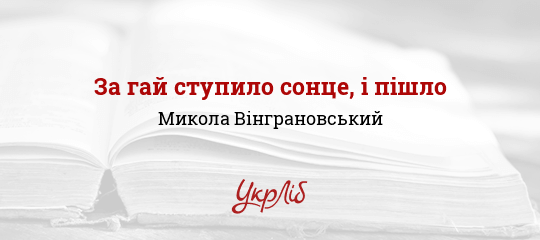 За гай ступило сонце, і пішло - Вінграновський Микола