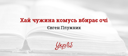 Хай чужина комусь вбирає очі - Плужник Євген